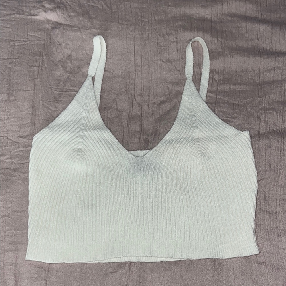 White Knit Crop Top